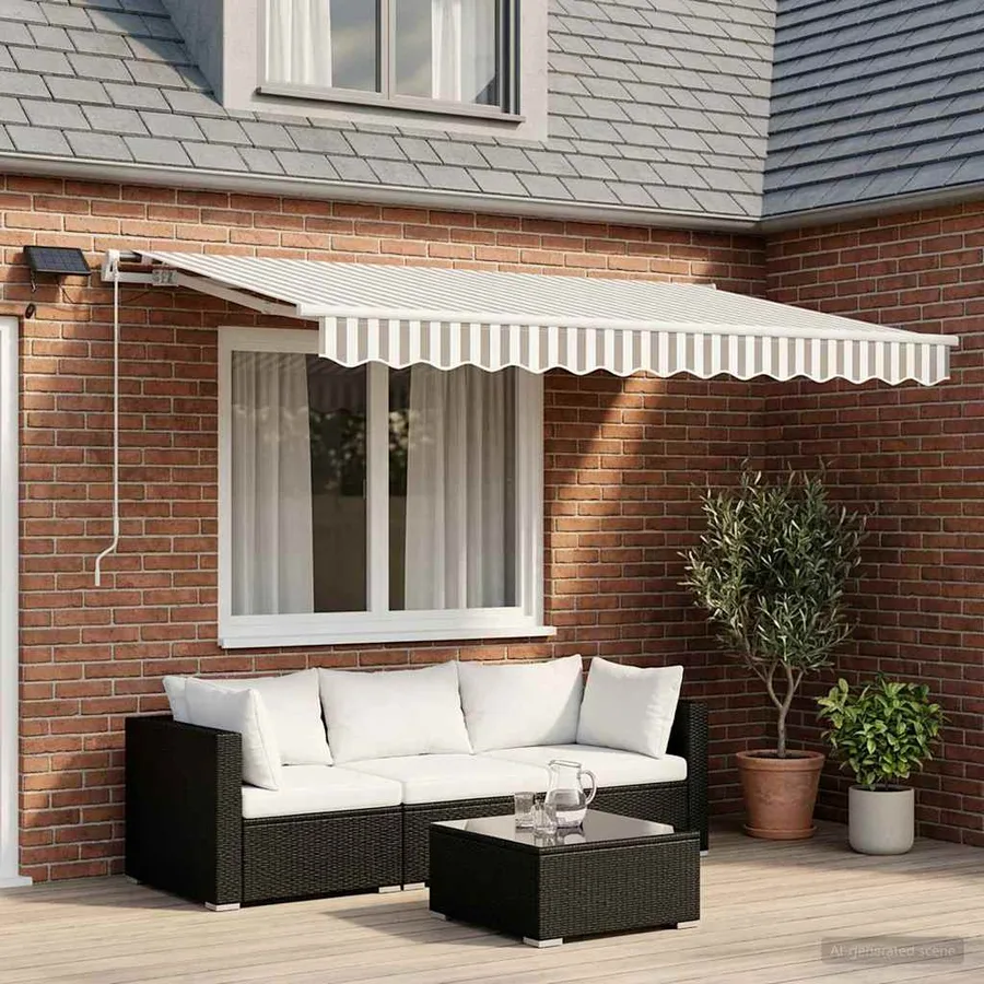 Auvent rétractable Gris clair et blanc 350 x 250 cm - 3