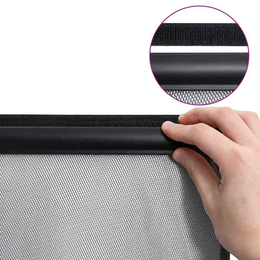 Écran de porte insectes avec rideau en maille Noir polyester - 6
