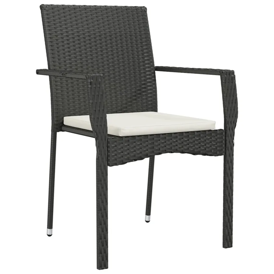 Ensemble à manger jardin 9pcs et coussins noir résine tressée - 5