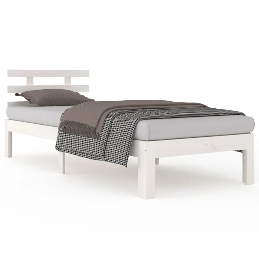 Cadre de lit sans matelas blanc bois massif 90x200 cm - 2