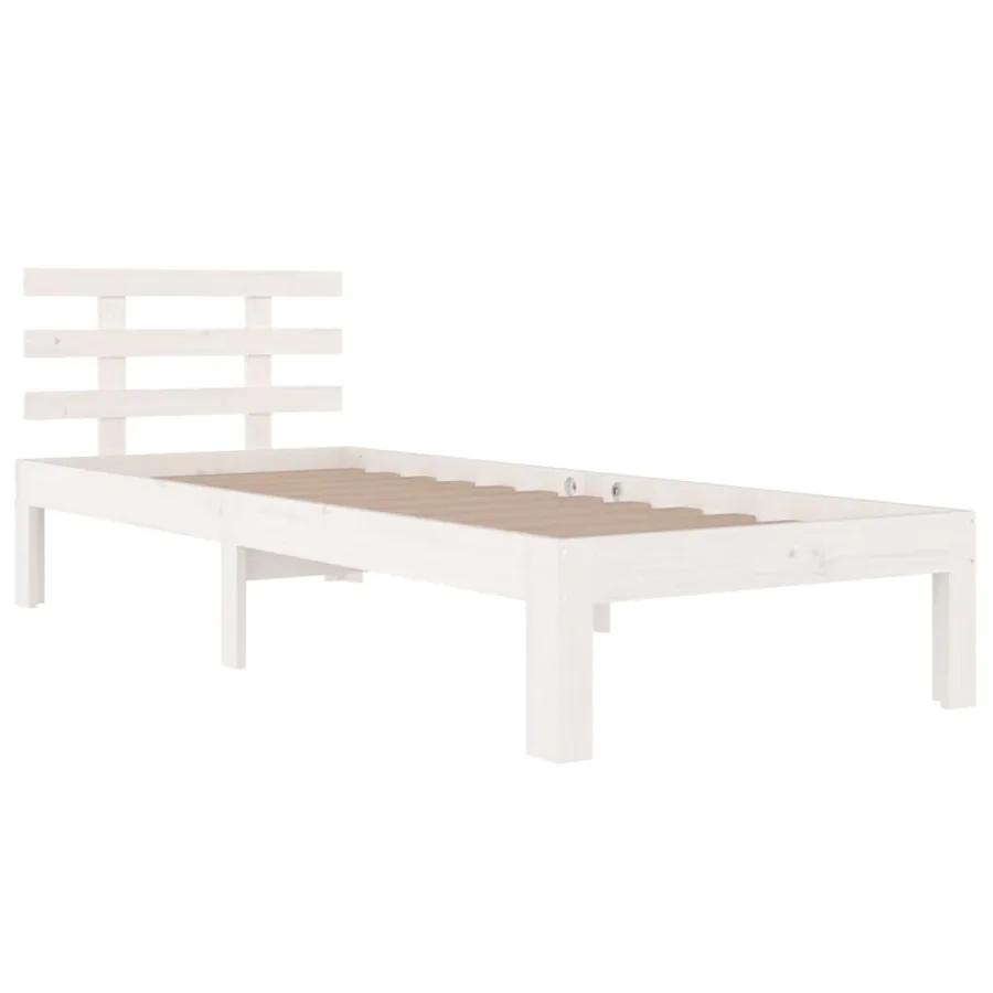 Cadre de lit sans matelas blanc bois massif 90x200 cm - 3