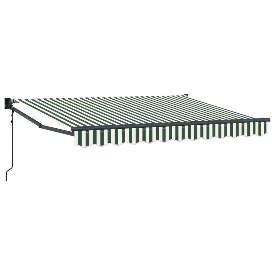 Auvent rétractable Vert et blanc 3,5 x 2 m Polyester et métal - 2