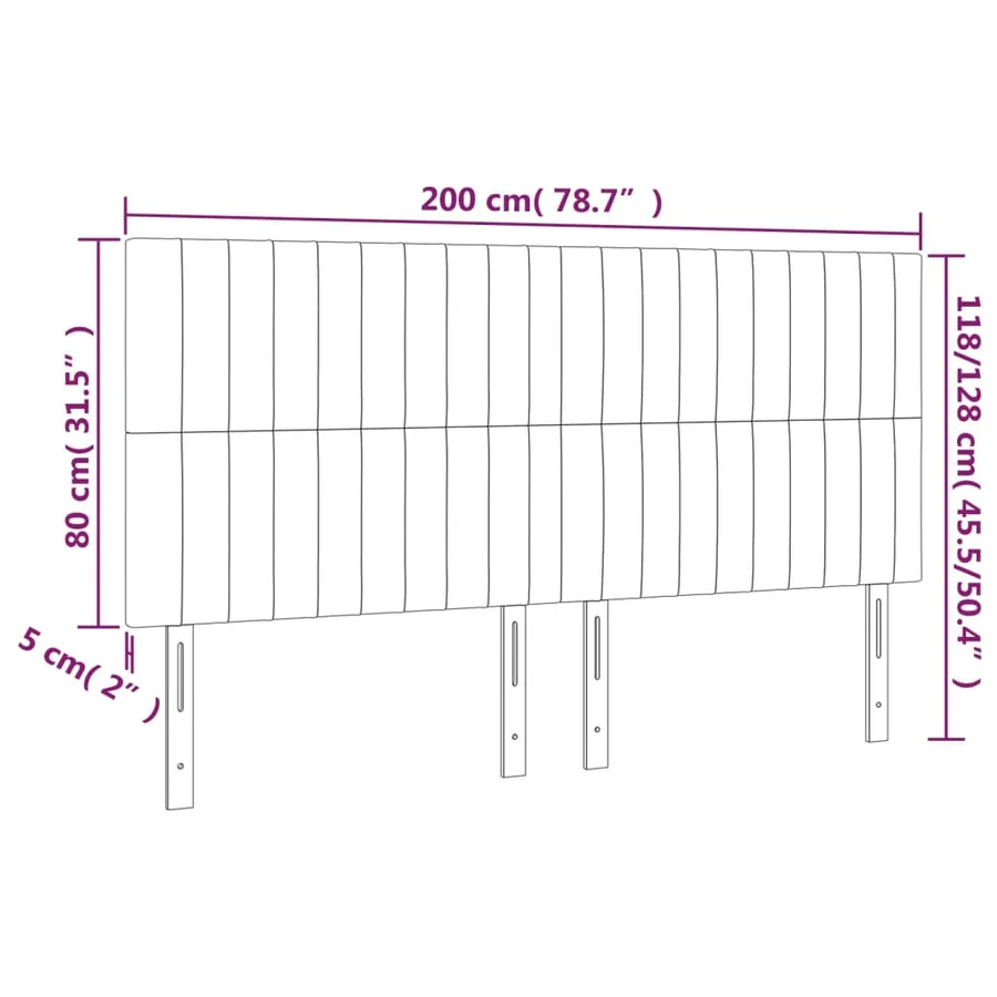 Tête de lit à LED Gris foncé 200x5x118/128 cm Velours - 6