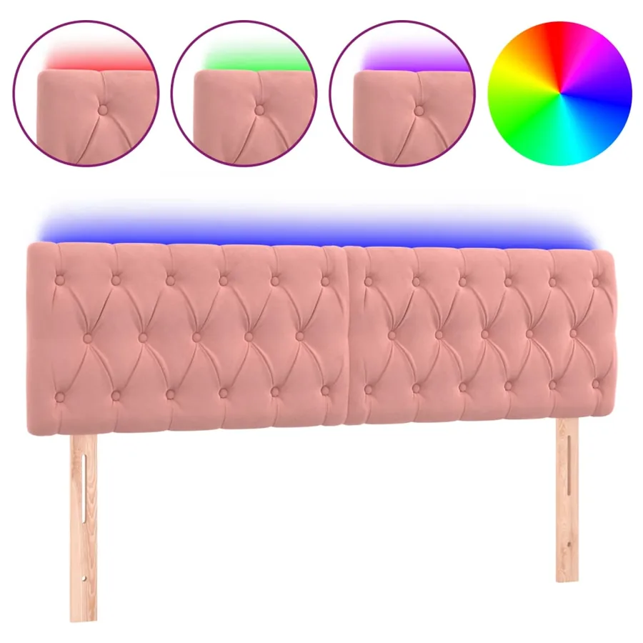 Tête de lit à LED Rose 160x7x78/88 cm Velours - 2