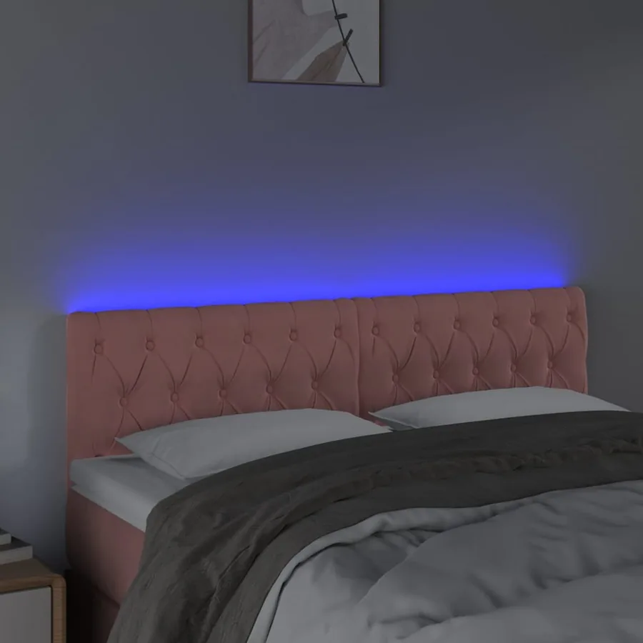 Tête de lit à LED Rose 160x7x78/88 cm Velours - 3