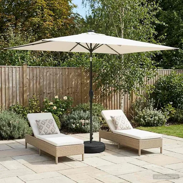 Parasol de jardin avec lumières LED et base 200 x 300 cm