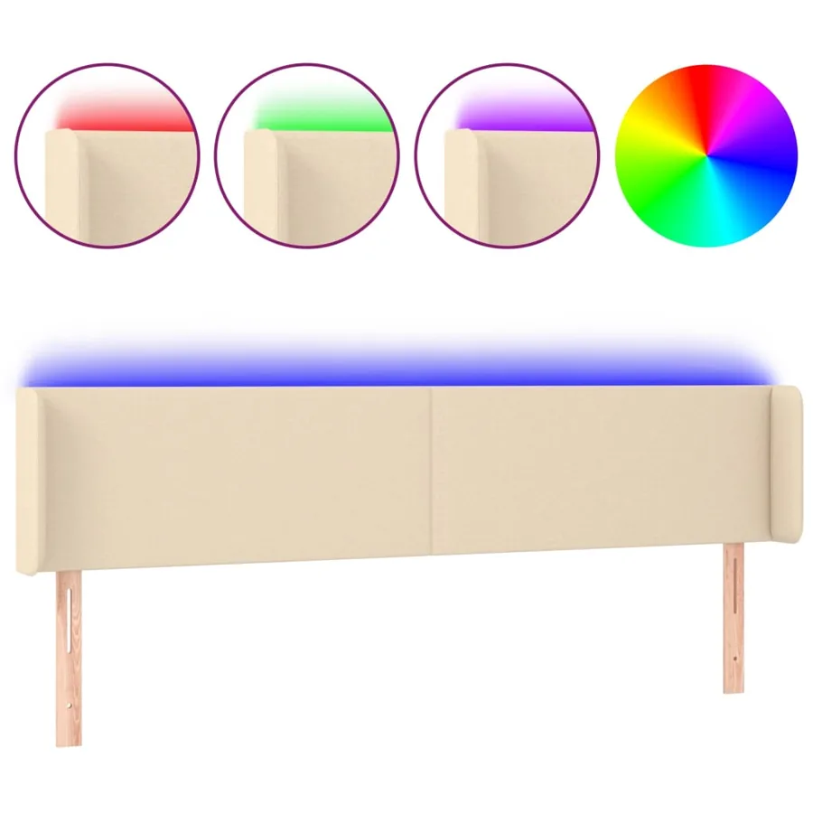 Tête de lit à LED Crème 183x16x78/88 cm Tissu - 2
