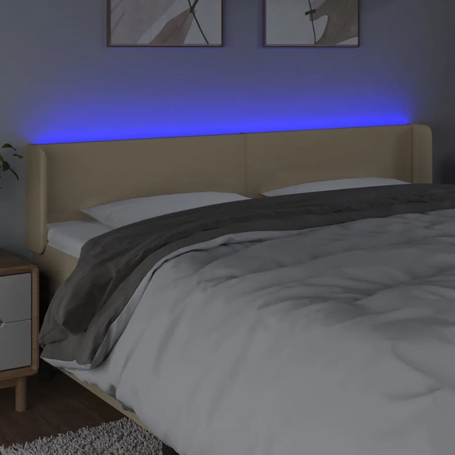 Tête de lit à LED Crème 183x16x78/88 cm Tissu - 4