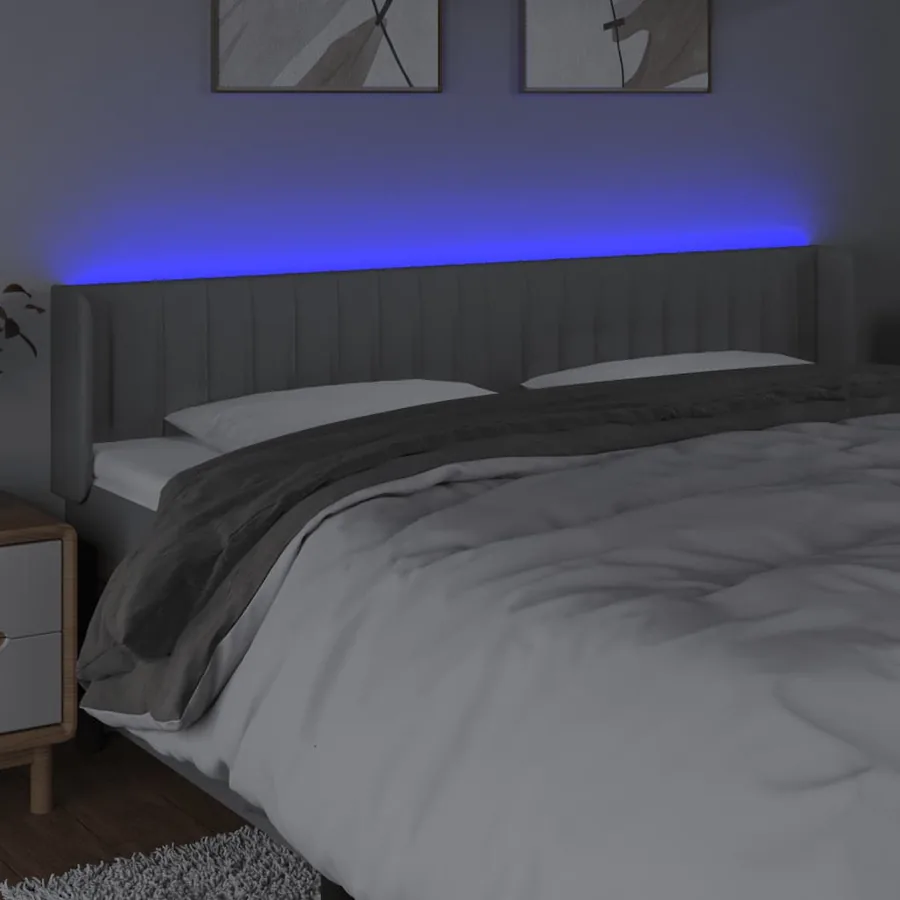 Tête de lit à LED Gris clair 183x16x78/88 cm Tissu - 4