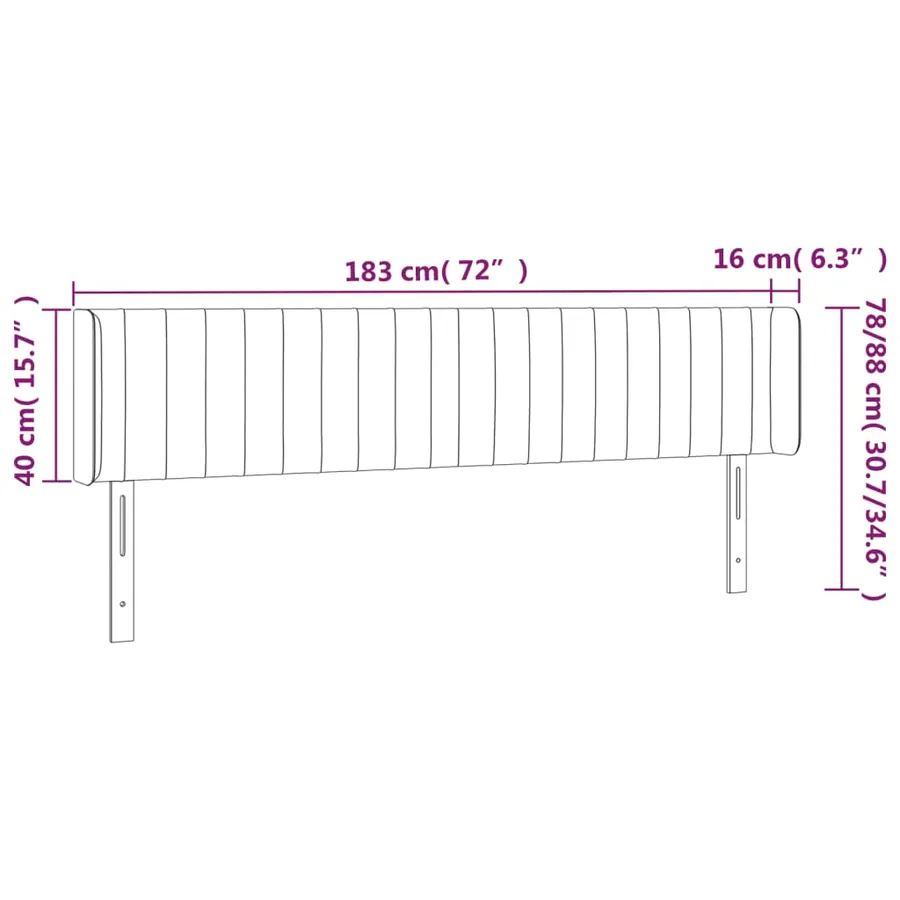 Tête de lit à LED Gris clair 183x16x78/88 cm Tissu - 6