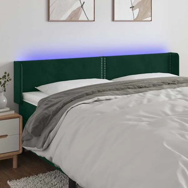 Tête de lit à LED Vert foncé 203x16x78/88 cm Velours