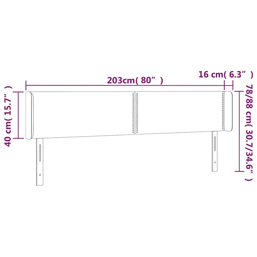 Tête de lit à LED Vert foncé 203x16x78/88 cm Velours - 7