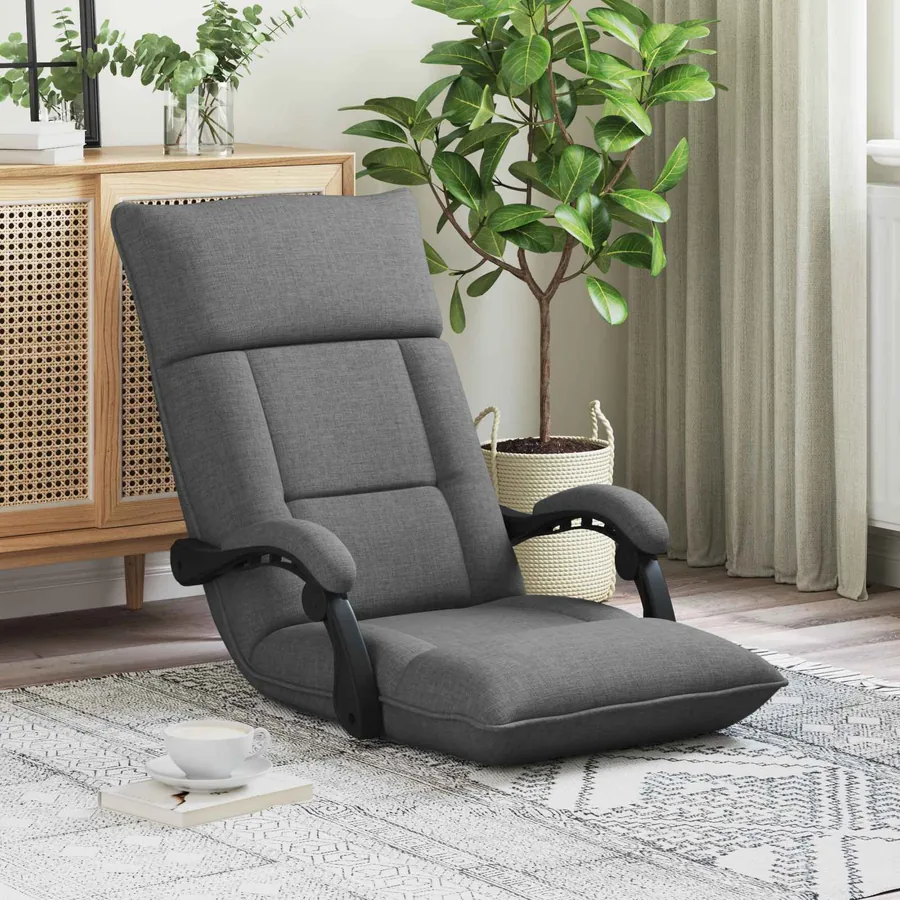 Fauteuil de sol ajustable Gris foncé Tissu