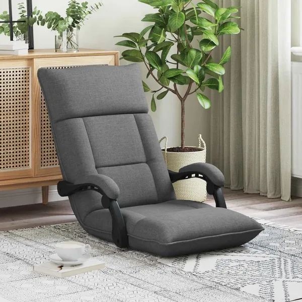 Fauteuil de sol ajustable Gris foncé Tissu