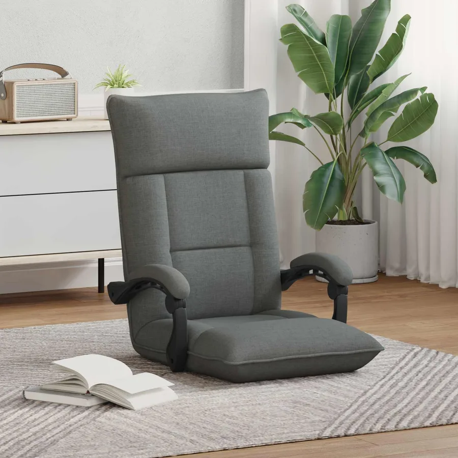 Fauteuil de sol ajustable Gris foncé Tissu - 3