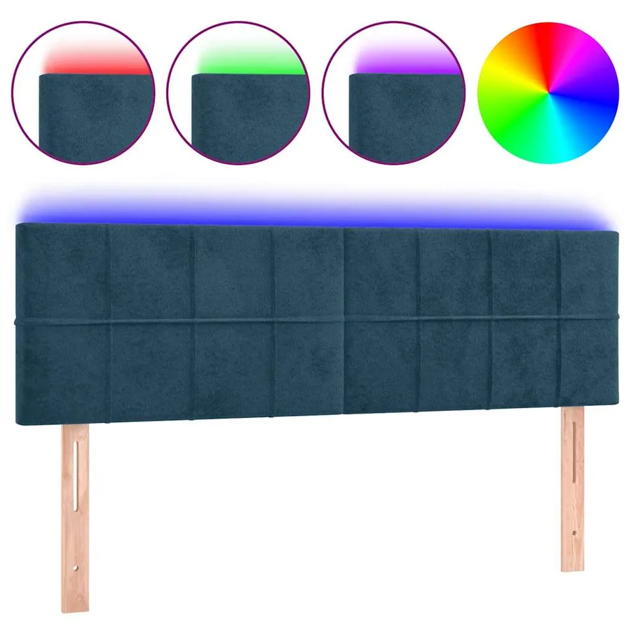 Tête de lit à LED Bleu foncé 144x5x78/88 cm Velours - 2