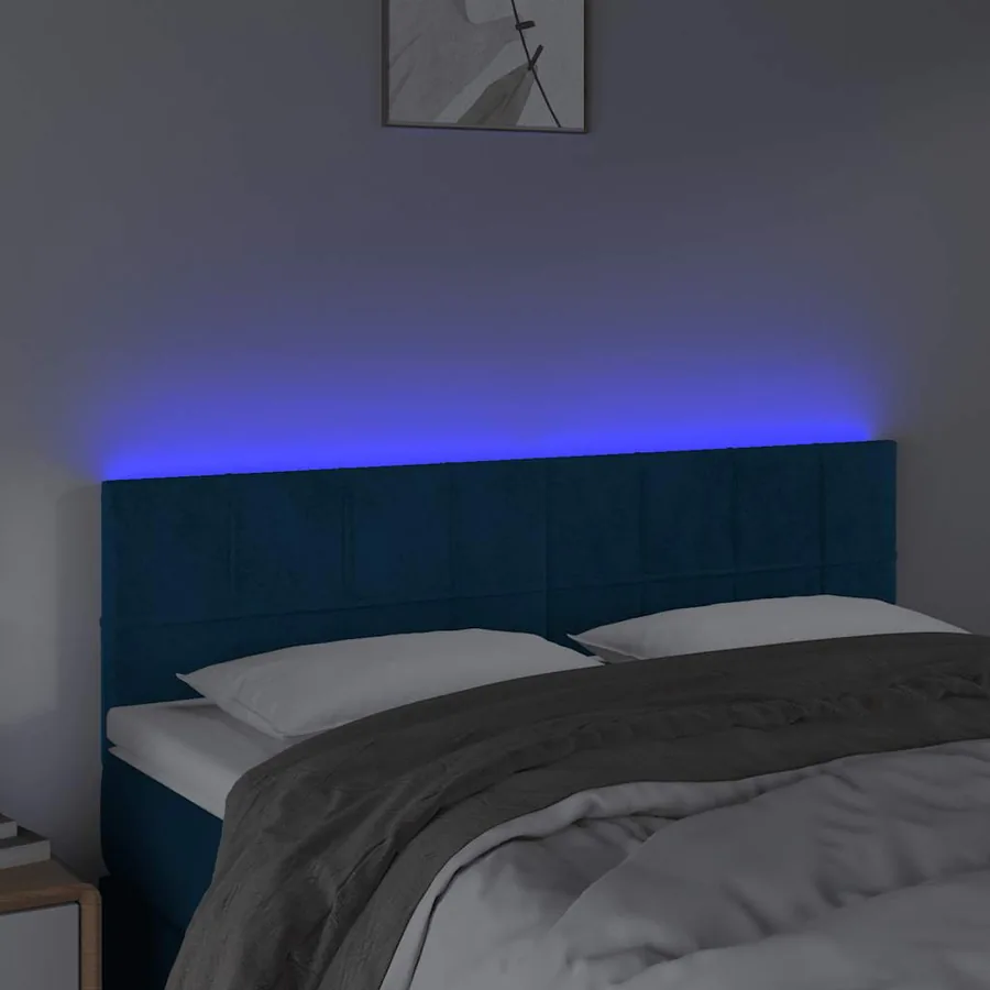 Tête de lit à LED Bleu foncé 144x5x78/88 cm Velours - 3