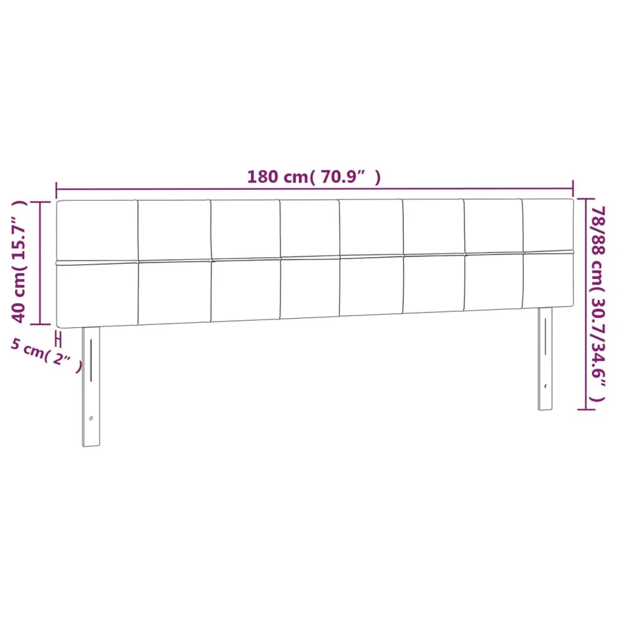 Tête de lit à LED Gris clair 180x5x78/88 cm Velours - 6