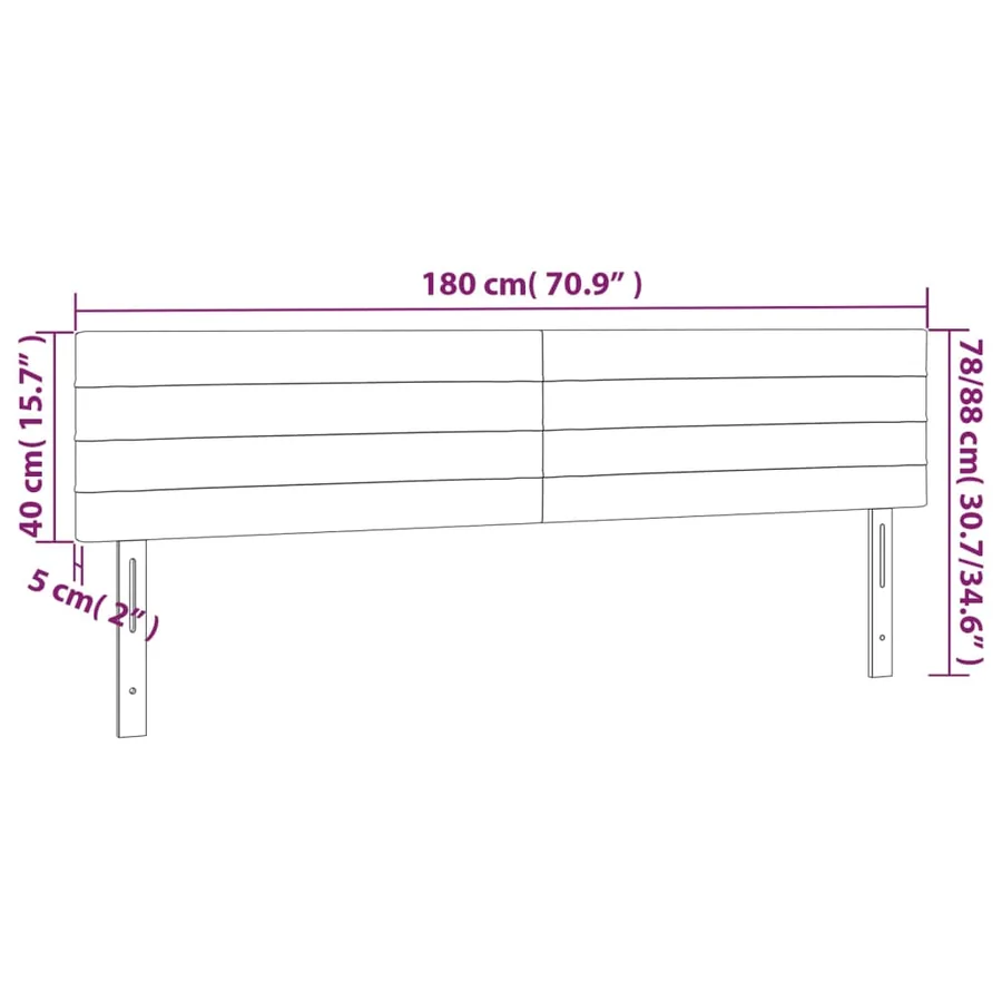Tête de lit à LED Gris clair 180x5x78/88 cm Velours - 6