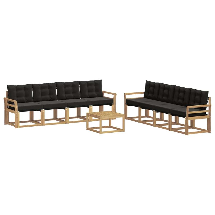Ensemble de canapés d'extérieur 9 pcs Blanc et noir - 2
