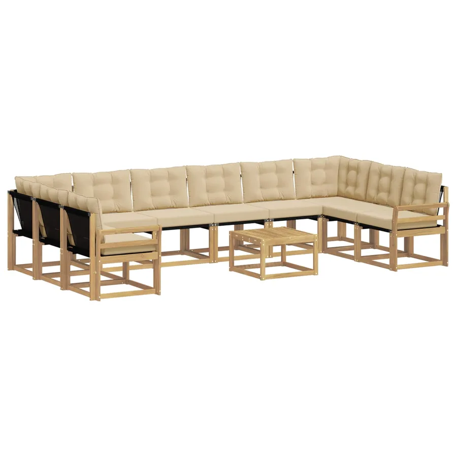 Ensemble de canapés d'extérieur 11 pcs Blanc et Beige - 2