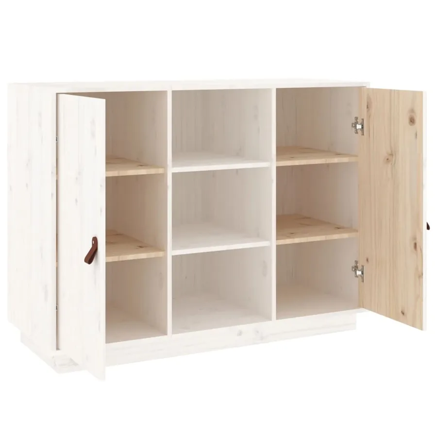Buffet Blanc 100x40x75 cm Bois massif de pin - 4