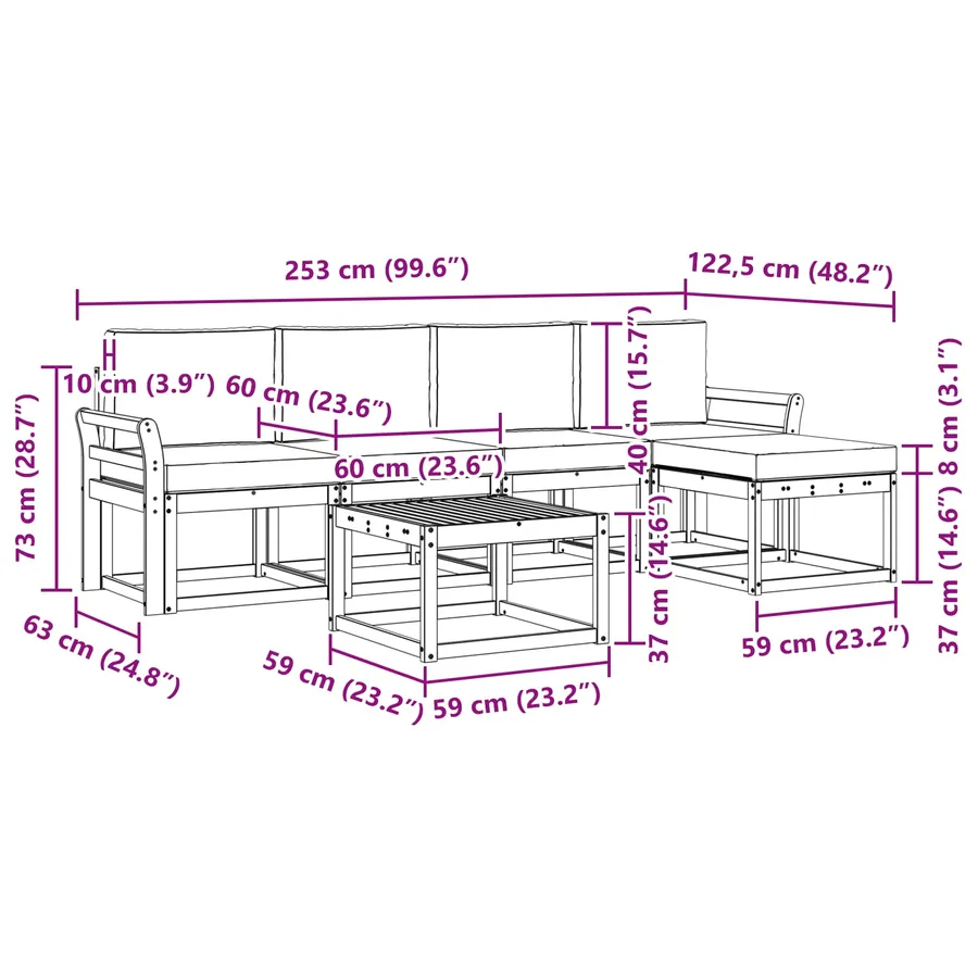 Ensemble de canapés d'extérieur 6 pcs Blanc et crème - 7