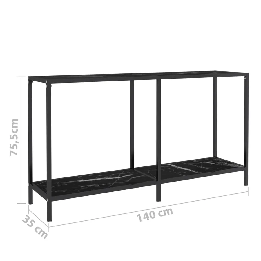 Table console Noir 140x35x75,5 cm Verre trempé - 8