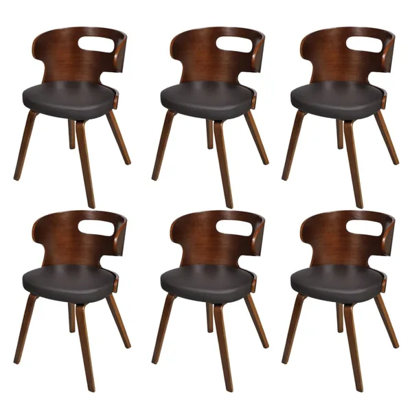 Chaises à manger lot de 6 marron similicuir