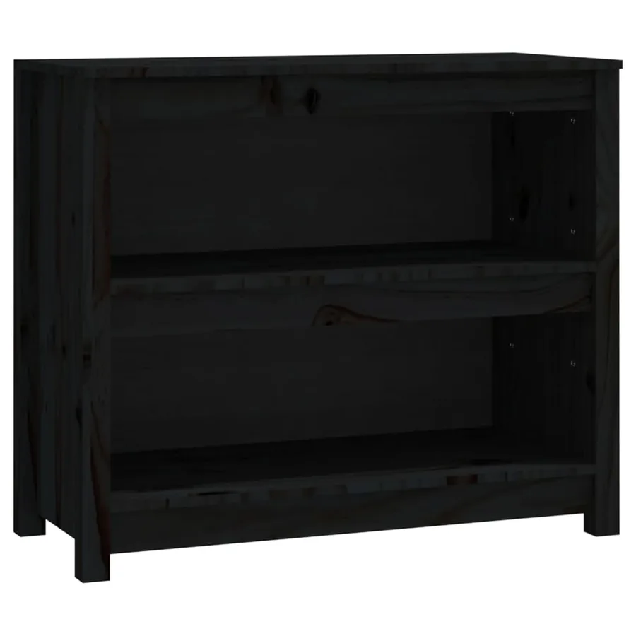 Bibliothèque Noir 80x35x68 cm Bois de pin massif - 2