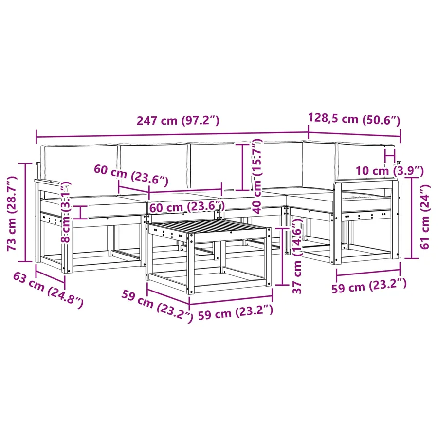 Ensemble de canapés d'extérieur 6 pcs Blanc et Beige - 8