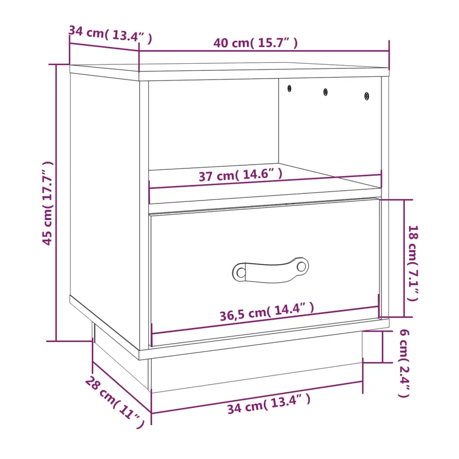 Tables de chevet 2 pcs Blanc 40x34x45 cm Bois de pin massif - 10