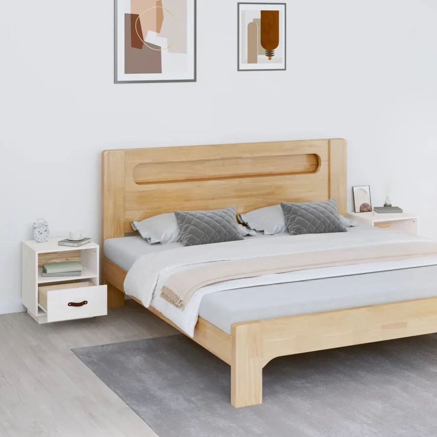 Tables de chevet 2 pcs Blanc 40x34x45 cm Bois de pin massif - 3