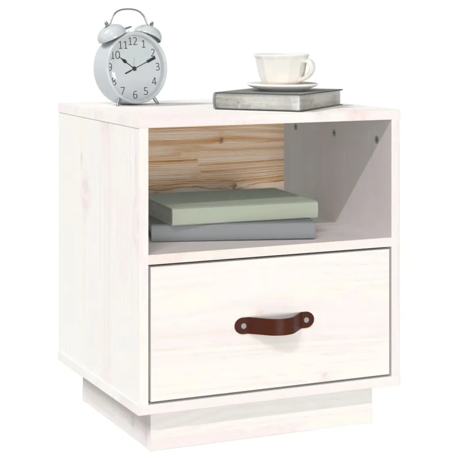Tables de chevet 2 pcs Blanc 40x34x45 cm Bois de pin massif - 4