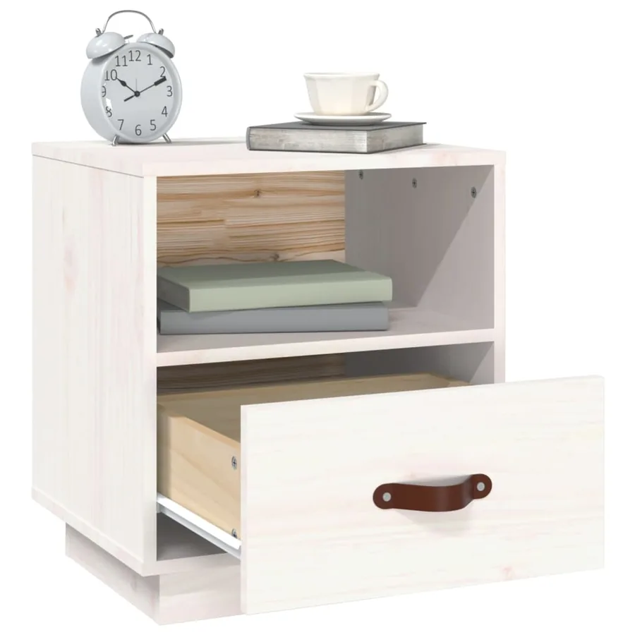 Tables de chevet 2 pcs Blanc 40x34x45 cm Bois de pin massif - 5