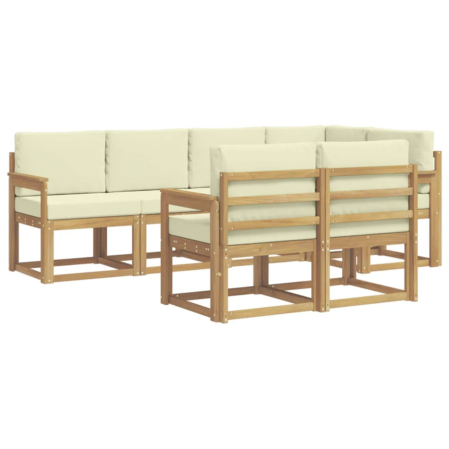 Ensemble de canapés d'extérieur 7 pcs Blanc et crème Polyester - 2