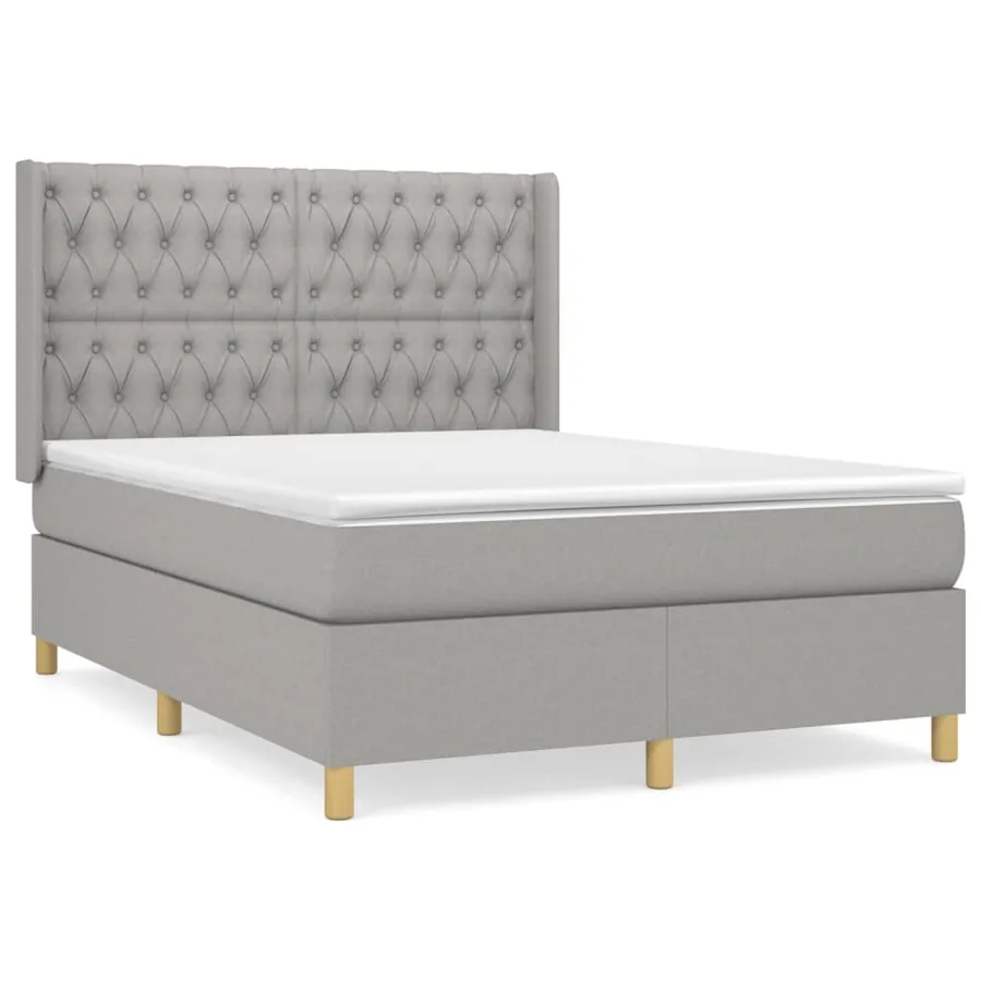 Sommier à lattes de lit avec matelas Gris clair 140x200cm Tissu - 2