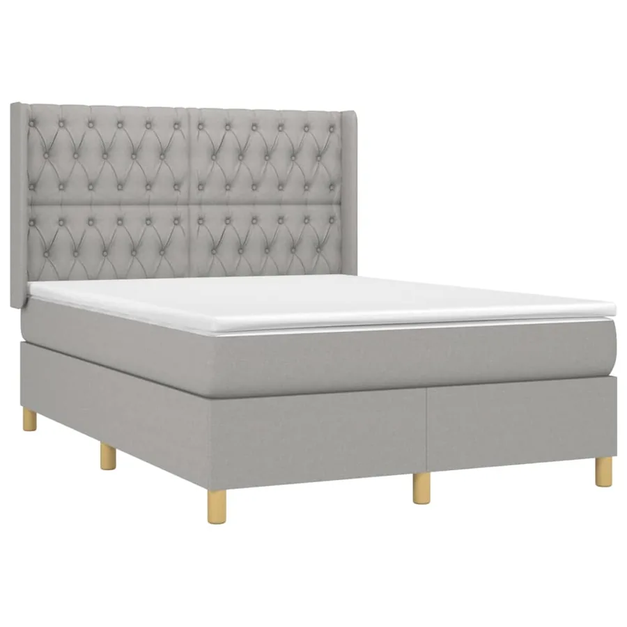 Sommier à lattes de lit avec matelas Gris clair 140x200cm Tissu - 3