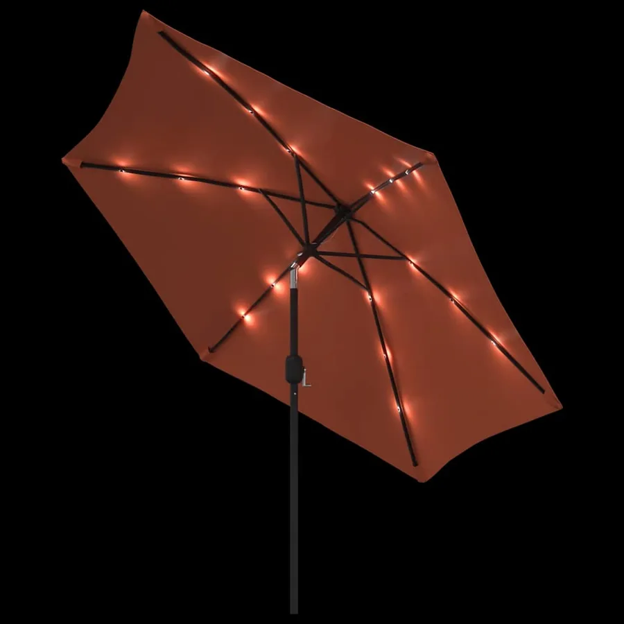 Parasol de jardin avec lumières LED et mât en acier terre cuite - 5