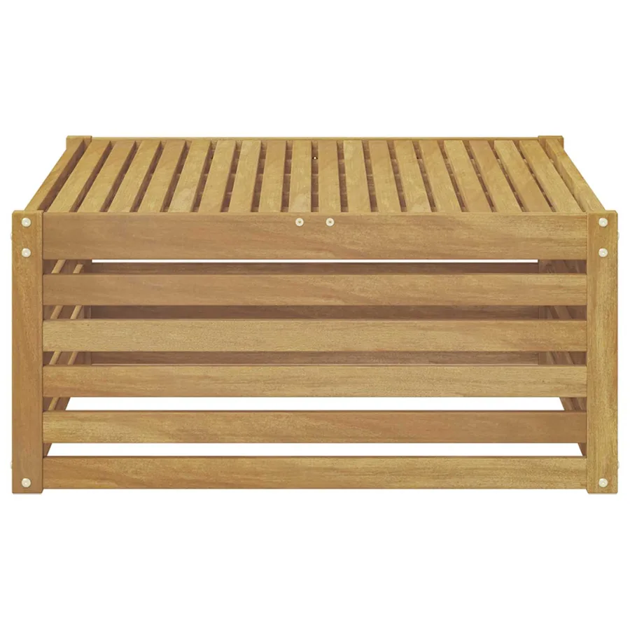 Table de jardin Bois d'Acacia Massif Blanc 79 x 79 x 37 cm - 3