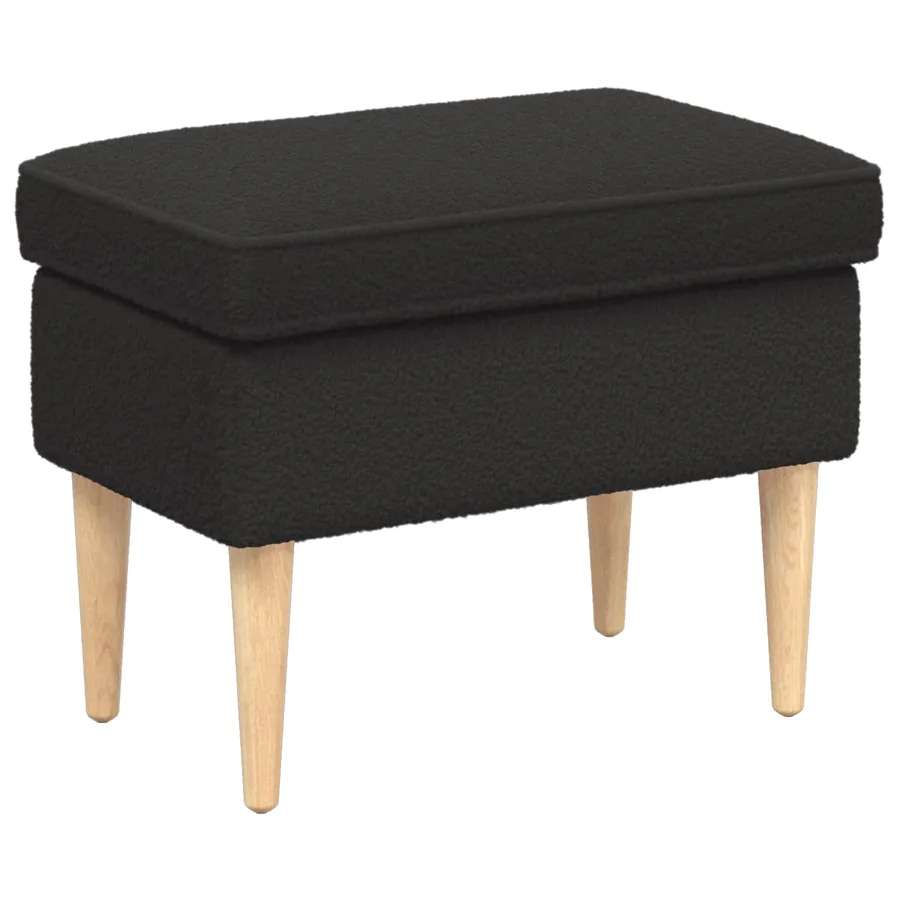 Pouf Noir 55 x 35 x 41 cm Bouclé - 2