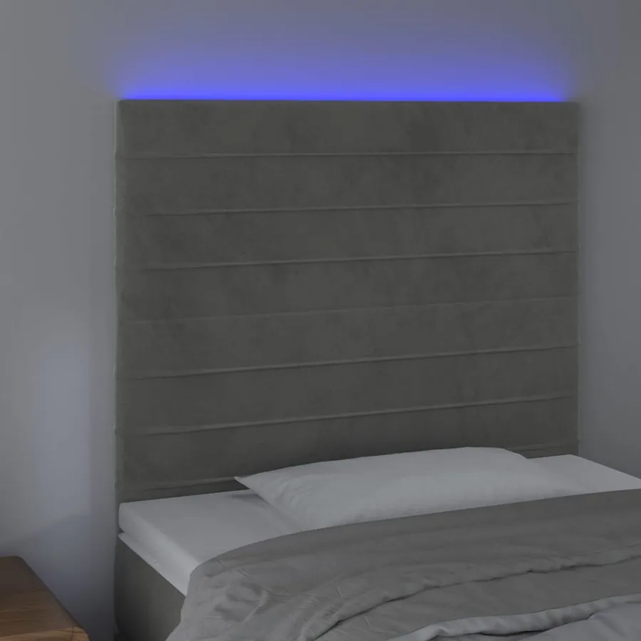 Tête de lit à LED Gris clair 80x5x118/128 cm Velours - 3