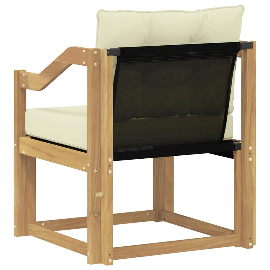 Canapé d’extérieur Bois d'Acacia Massif Blanc et crème - 7