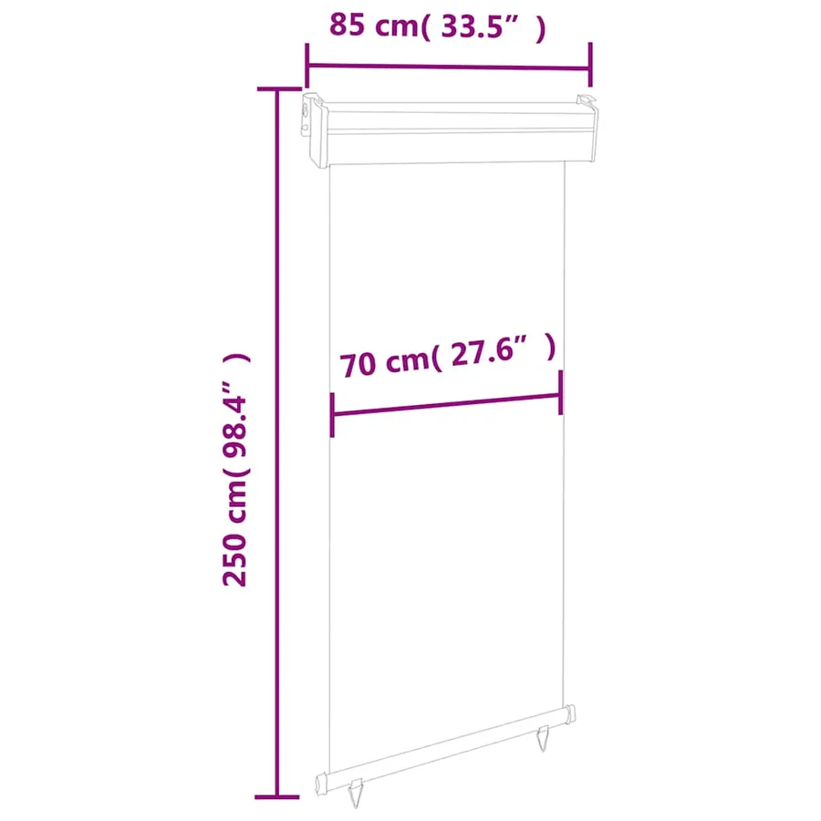 Auvent latéral de balcon 85x250 cm Marron - 10