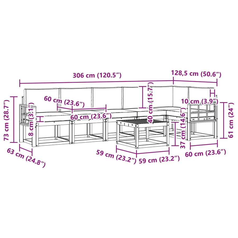 Ensemble de canapés d'extérieur 7 pcs Blanc et anthracite - 8
