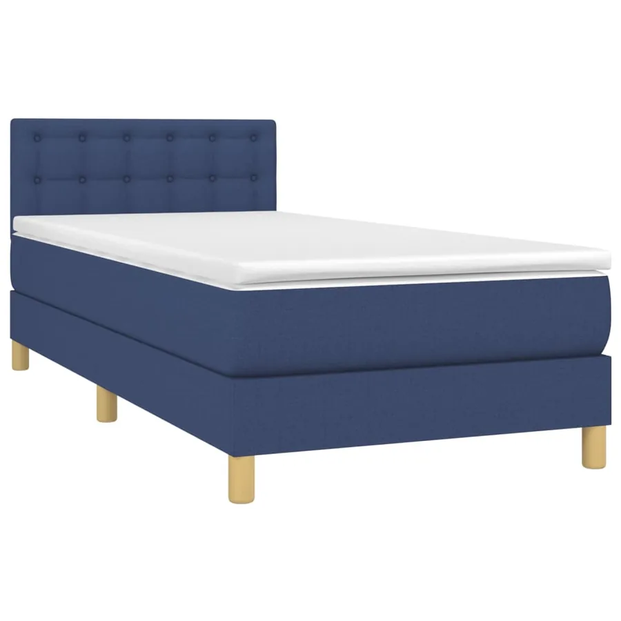Sommier à lattes de lit avec matelas et LED Bleu 90x200cm Tissu - 3
