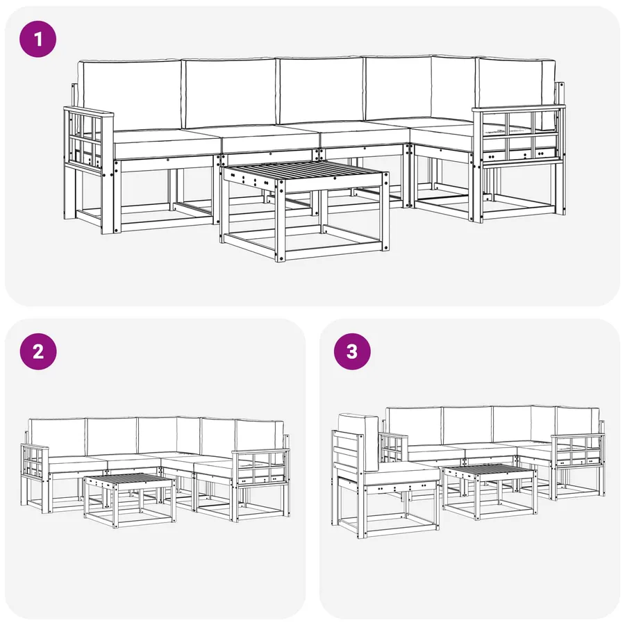 Ensemble de canapés d'extérieur 6 pcs Blanc et crème - 7