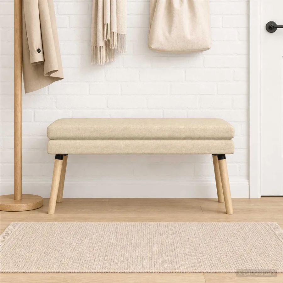 Banc à double couche Crème 110 x 40 x 47 cm Tissu - 4