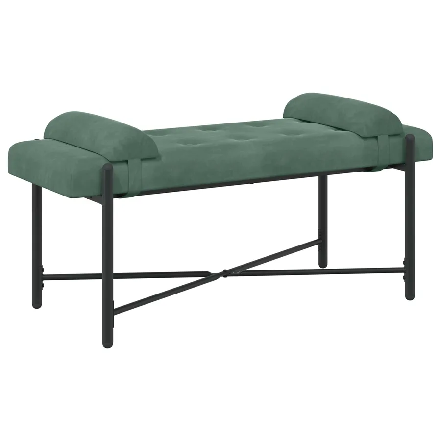 Banc capitonné à boutons avec coussins Vert Mer Velours - 2