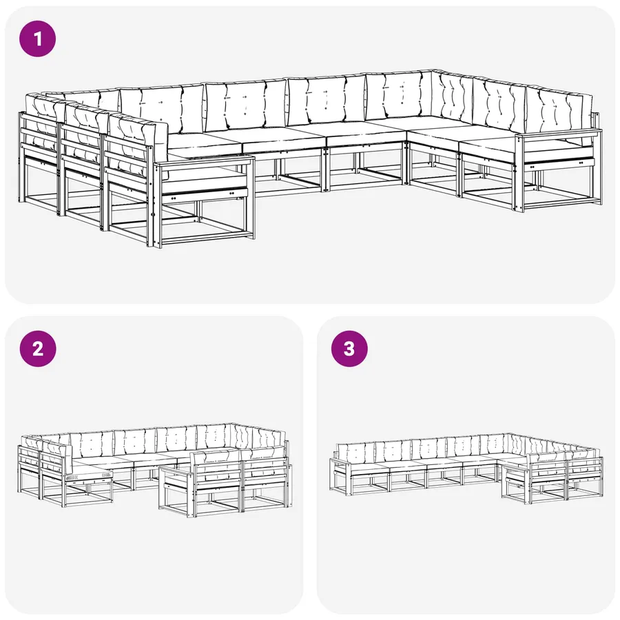 Ensemble de canapés d'extérieur 9 pcs Blanc et Beige - 7